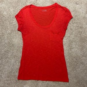 Calvin Klein- Red Scoop Neck Pocket Tee- Small